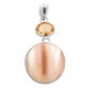 925 Silver Gold Abalone Shell 3ct Citrine Pendant, 1 9/16"