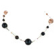 925 Silver Elegant Smoky Quartz Onyx Strand Necklace, 17-19"