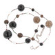 925 Silver Elegant Smoky Quartz Onyx Strand Necklace, 17-19"