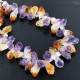 925 Silver Opulent Amethyst Citrine Crystal Raw Stone Choker Necklace, 17"