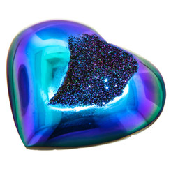 Us-made Heart Peacock Purple Green Titanium Druzy Drusy Cab Cabochon, 1 3/8"