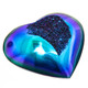 Us-made Heart Peacock Purple Green Titanium Druzy Drusy Cab Cabochon, 1 3/8"