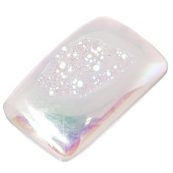 Rectangle White Opal Titanium Agate Druzy 32x21mm Cabochon US Made, 1 1/4"