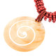 Tribal Spiral Mother Of Pearl Shell Coral Red Rope Necklace, 2 3/8"