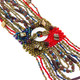 Long Handmade Mother Of Pearl Red Bronze Peacock Seed Bead Necklace