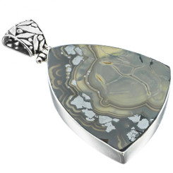 925 Silver Large Polish Schalenblende Designer Cab Sterling Pendant, 2 3/8"