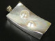 925 Silver Triple Mabe Blister Pearl On Oyster Shell Sterling Pendant, 3 1/4"