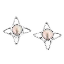 925 Silver Biwa Pearl Sterling Post Earrings, 11/16"