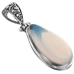 925 Silver Big Opalite Teardrop Gemstone Pendant, 1 9/16"