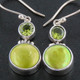 Green Biwa Culture Pearl Natural Peridot Sterling Silver Earrings, 3/4"