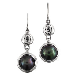 925 Silver Peacock Biwa Freshwater Pearl Sterling Earrings, 1"