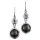 925 Silver Peacock Biwa Freshwater Pearl Sterling Earrings, 1"
