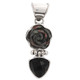 925 Silver Mother Of Pearl Shell Flower Onyx Sterling Pendant, 1 5/16"