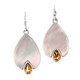 925 Silver Mother Of Pearl Shell Citrine Sterling Earrings, 1"
