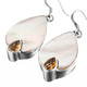 925 Silver Mother Of Pearl Shell Citrine Sterling Earrings, 1"