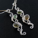 925 Sterling Silver Green Tourmaline Drop Earrings, 1 1/2"