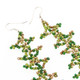Bohemian Green Beige Beads Dangling Chandelier Long Drop Earrings, 8 1/4"