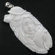 925 Silver Carved Sea Goddess Turtle Dolphin Bison Bone Sterling Pendant, 3"