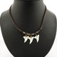 Triple White Tip Tooth Teeth Pendant Necklace, 5/8"