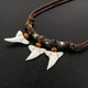 Triple White Tip Tooth Teeth Pendant Necklace, 5/8"