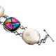 Heavy 925 Silver White Mother Of Pearl Dichroic Glass Sterling Bracelet, 7"