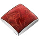 925 Sterling Silver Square Red Coral Adj Us Sz 7 Ring, 1"
