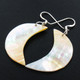 Quarter Crescent Moon Genuine Goldlip Mother Of Pearl Oyster Shell Earrings