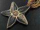 Flower Sono Wood Handpainted Bronze Beads Necklace, 2 3/8"
