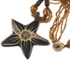 Flower Sono Wood Handpainted Bronze Beads Necklace, 2 3/8"