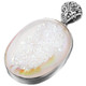 925 Silver Oval White Opal Titanium Druzy Drusy Sterling Pendant, 2 1/4"
