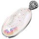 925 Silver Large Oval White Opal Titanium Druzy Drusy Sterling Pendant, 2 1/2"