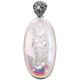 925 Silver Large Oval White Opal Titanium Druzy Drusy Sterling Pendant, 2 1/2"