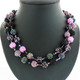 Handbeaded Pink Black Peacock Beads Long Necklace, 46"