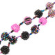 Handbeaded Pink Black Peacock Beads Long Necklace, 46"