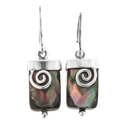 925 Silver Iridescent Mother Of Pearl Shell Sterling Earrings, 11/16"