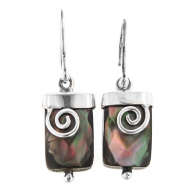 925 Silver Iridescent Mother Of Pearl Shell Sterling Earrings, 11/16"