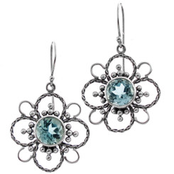 925 Silver Lavish Blue Topaz Sterling Earrings, 1/2"