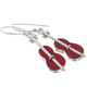 925 Silver Adorable Violin Red Sponge Coral Sterling Earrings, 0.8"