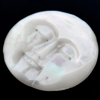 Moonface Closed Eyes Mother Of Pearl Shell Bead Cab Cabochon, 1 1/4"