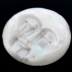 Moonface Closed Eyes Mother Of Pearl Shell Bead Cab Cabochon, 1 1/4"