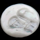 Moonface Closed Eyes Mother Of Pearl Shell Bead Cab Cabochon, 1 1/4"