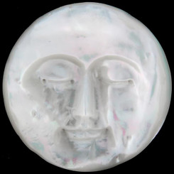 Moonface Closed Eyes Mother Of Pearl Shell Bead Cab Cabochon, 1 1/4"