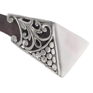 925 Silver Hairpin Hair Pin Wood Mother Of Pearl Sterling Filigree Hairpin, 7"