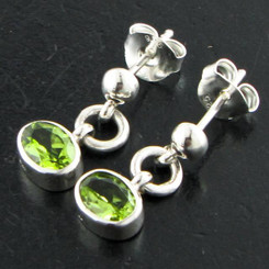 925 Sterling Silver Peridot Sterling Post Earrings, 9/16"