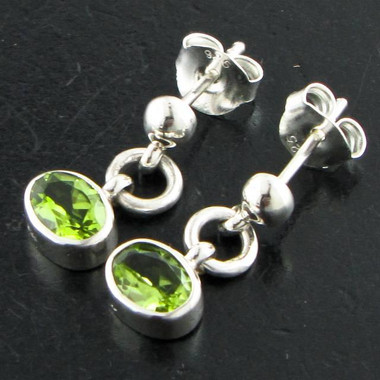 925 Sterling Silver Peridot Sterling Post Earrings, 9/16"