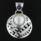 925 Silver White Pacific Ocean Mabe Pearl Amethyst Sterling Pendant, 1 1/2"