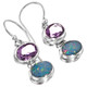 925 Silver Amethyst Gems 10mm Natural Australian Opal Sterling Earrings, 1/2"