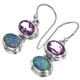 925 Silver Amethyst Gems 10mm Natural Australian Opal Sterling Earrings, 1/2"