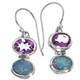 925 Silver Amethyst Gems 10mm Natural Australian Opal Sterling Earrings, 1/2"