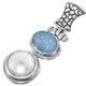 Genuine Opal Freshwater Pearl Sterling Silver Pendant, 1 5/16"